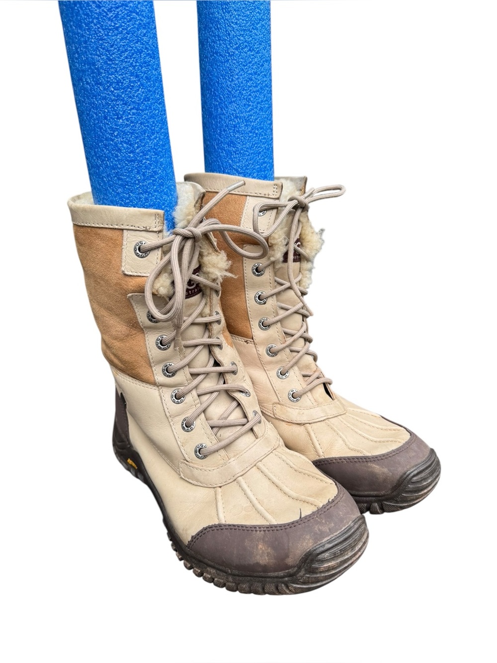 Ugg Australia Adirondack II Winter Snow Boots Lace Up Fleece Lining Women Size 8
